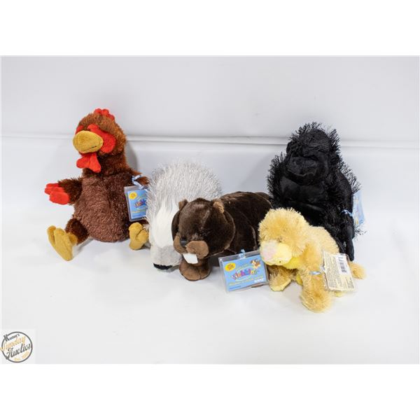 5 NEW OLD STOCK WEBKINS STUFFIES WITH ONLINE CODES