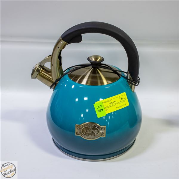NEW PREMIUM BLUE TEA KETTLE WHISTLING