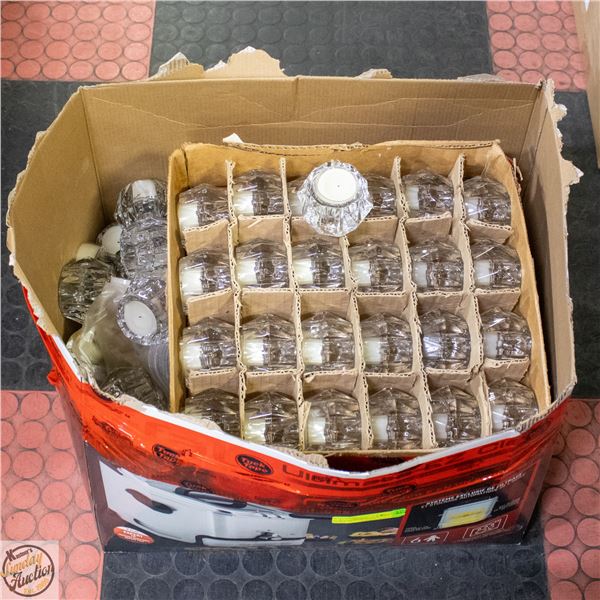 BOX OF APPROX 100 CANDLE HOLDERS