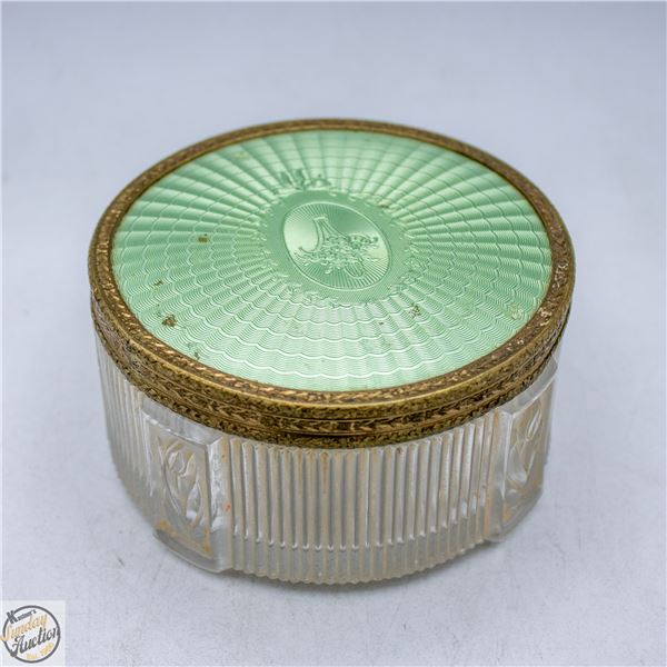 VINTAGE GLASS POWDER JAR
