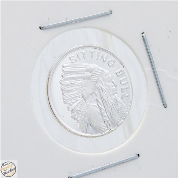 #4157-.999 FINE SILVER TOKEN WITH SITTING BULL ON