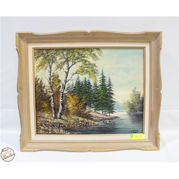 VINTAGE LANDSCAPE ORIGINAL OIL PAINTING 22" X 26"