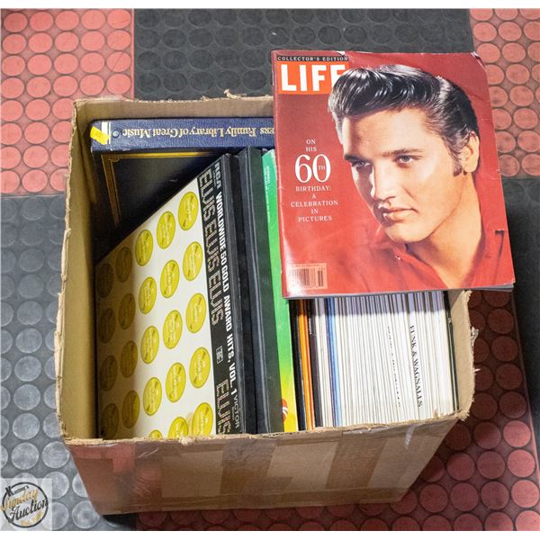 BOX OF ASSORTED RECORDS+1 ELVIS MAGAZINE