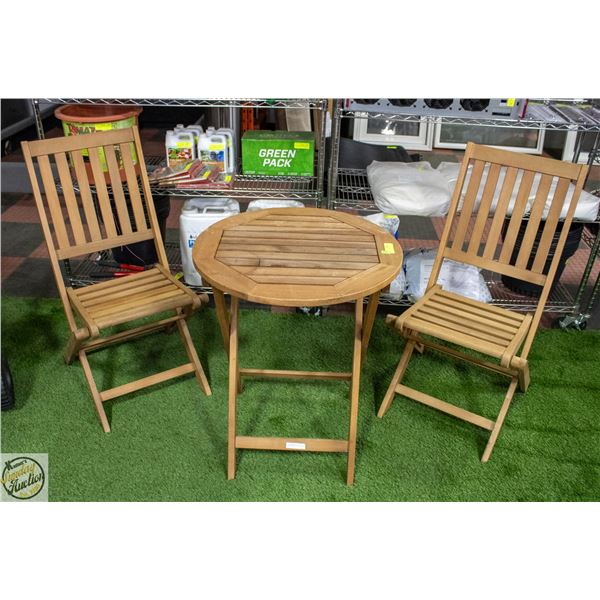 SOLID WOOD 3-PIECE FOLD-AWAY PATIO SET -