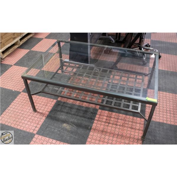 RECTANGULAR PATIO TABLE WITH STORAGE SHELF &