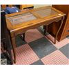 Image 1 : GLASS TOP DARK WOOD HALLWAY TABLE