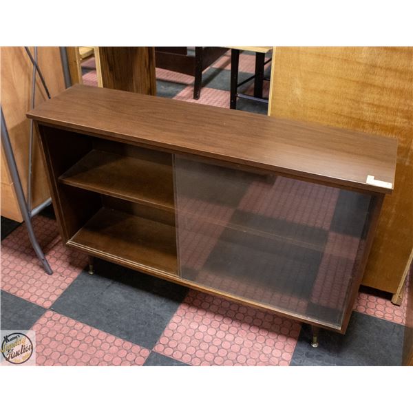 MID CENTURY MODERN VENEER GLASS FRONT CABINET