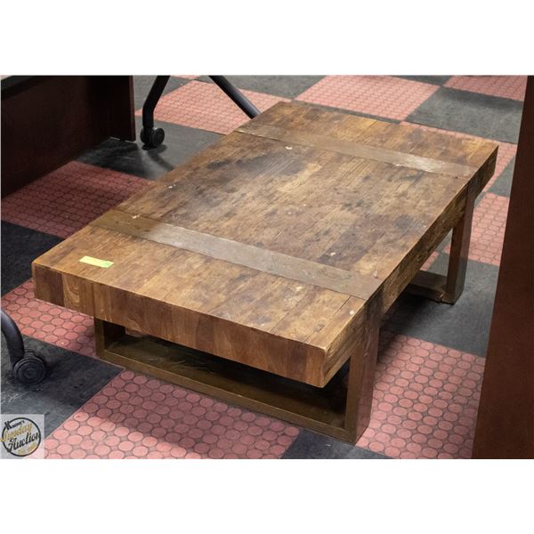 WOODEN + METAL COFFEE TABLE H-15" W-27.5" L-47.5"