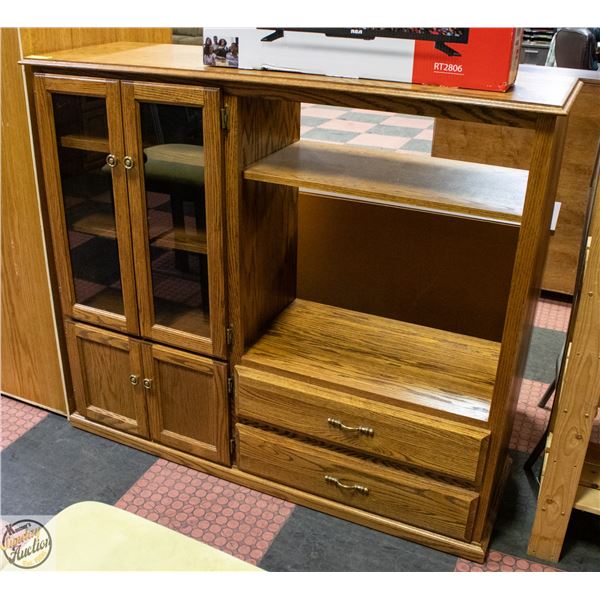 TIGER OAK ENTERTAINMENT STAND 55.5" X 18" X 48.5"