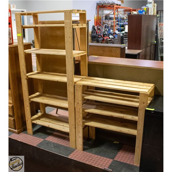 2 WOODEN SHELVES 64HX31WX12D+32HX32WX13D