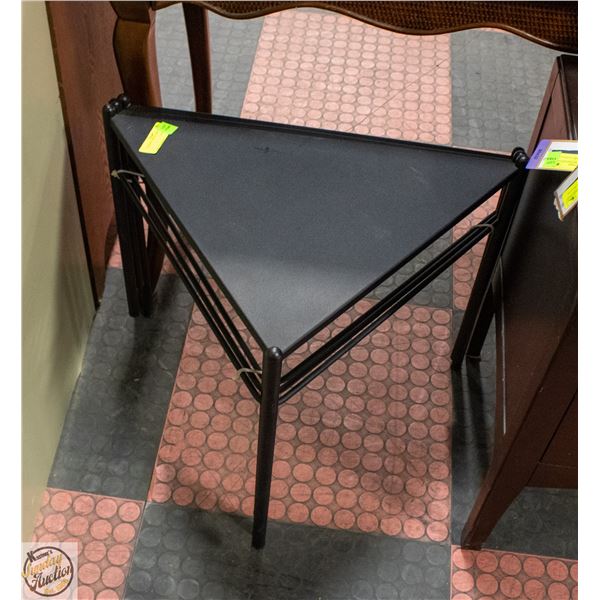 3 MATCHING TRIANGLE METAL SIDE TABLES