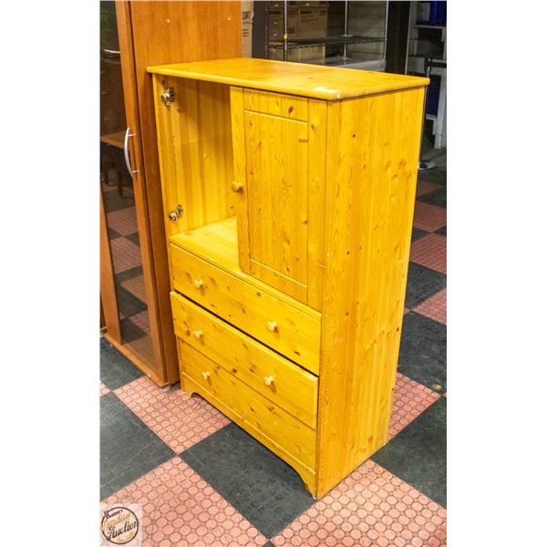 WOOD CABINET 2 DRAWERS MISSING DOOR