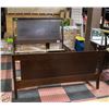 Image 1 : DARK BROWN WOODEN SLEIGH STYLE BED FRAME