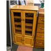 Image 1 : OAK & GLASS DOOR CABINET WITH SLIDE OUT SHELF