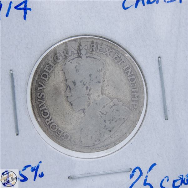 1914 92.5% SILVER 25 CENTS