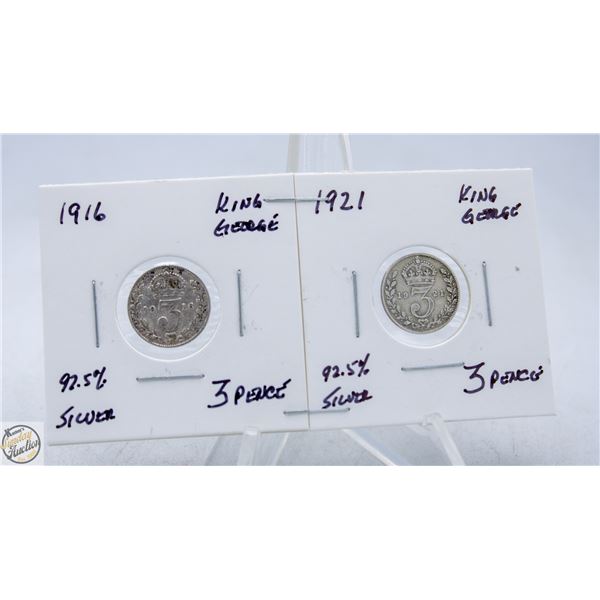 LOT OF STERLING 3 PENCE COINS