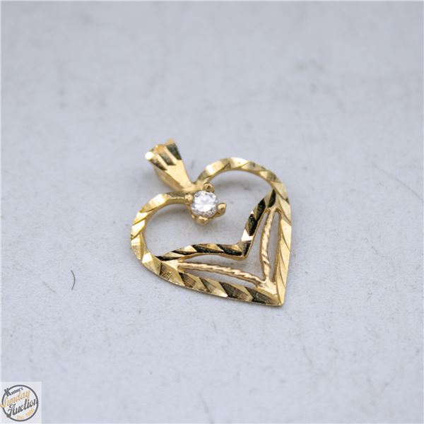 10K HEART PENDANT WITH STONE .9 GRAMS