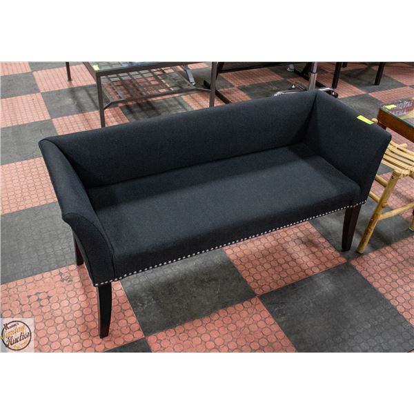 BLACK FABRIC STUD ACCENTED BENCH