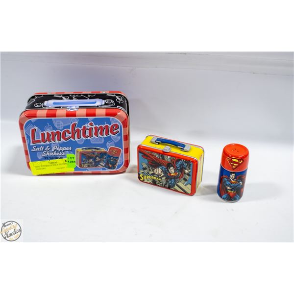 NEW SUPERMAN SALT AND PEPPER SHAKERS