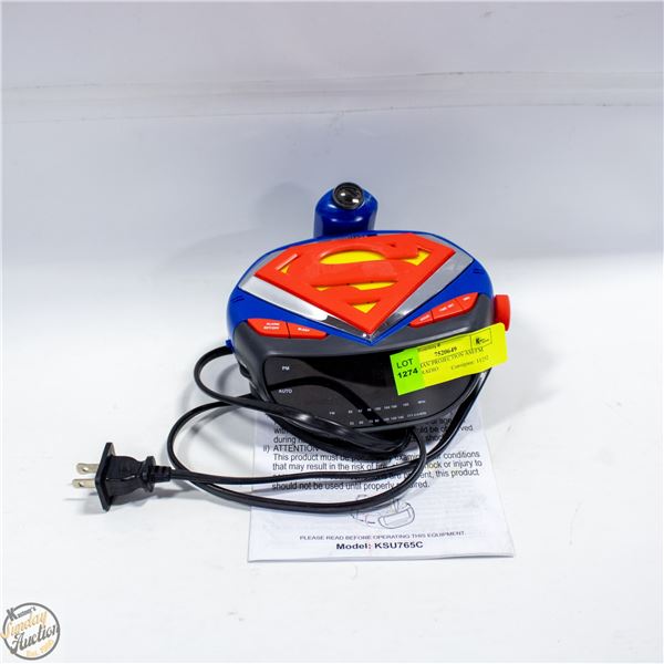 SUPERMAN PROJECTION AM/FM CLOCK RADIO
