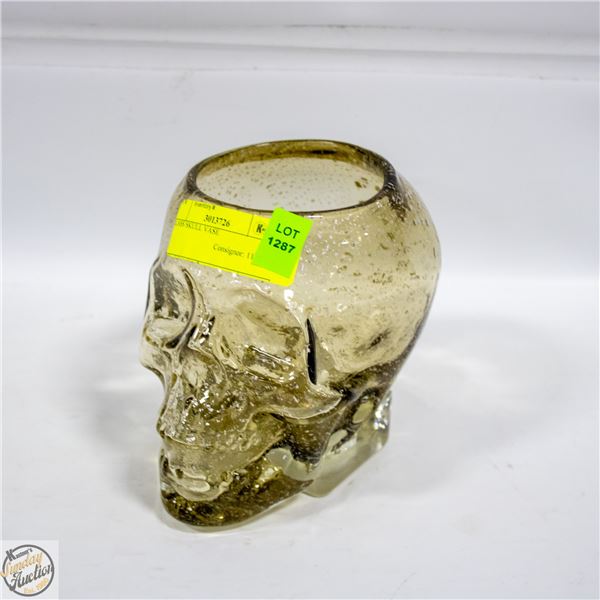 GLASS SKULL VASE H-6"