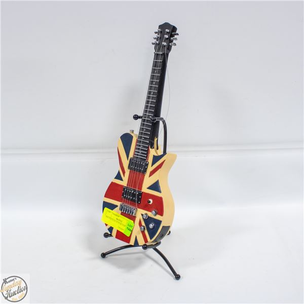 BRITISH FLAG GUITAR COIN BANK WITH STAND