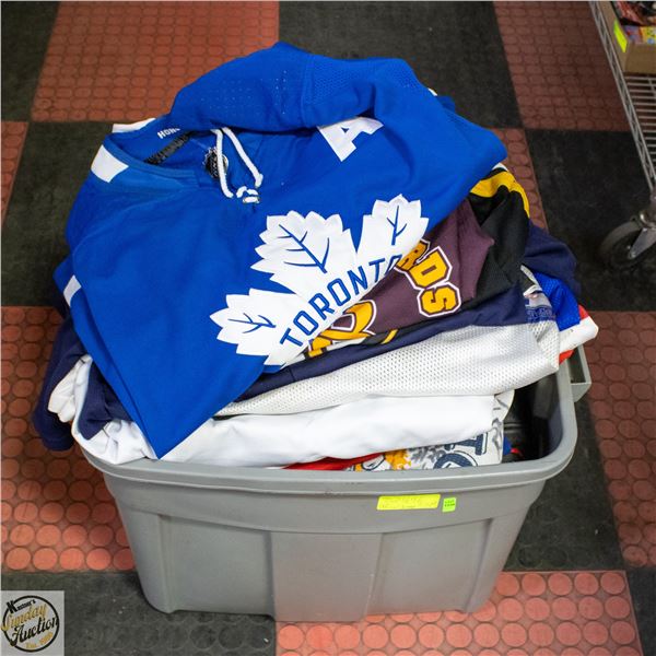 LARGE LOT OF OFFICIAL SPORTS JERSEYS ETC ASSORTED