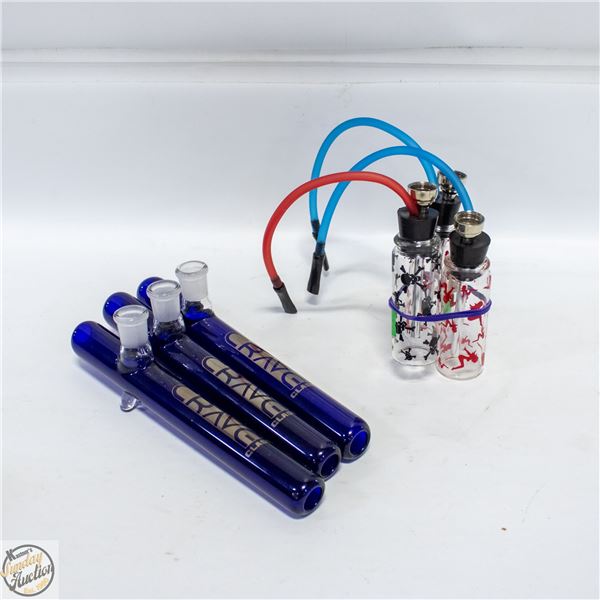 3 BLUE GLASS PIPES