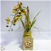 Image 1 : LIGHT GREEN ORCHID IN A TALL GREEN VASE