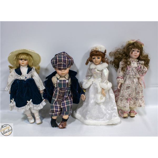 LOT OF 4 PORCELAIN DOLLS