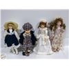 Image 1 : LOT OF 4 PORCELAIN DOLLS