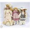 Image 1 : LOT OF 3 PORCELAIN DOLLS