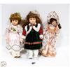 Image 1 : LOT OF 3 PORCELAIN DOLLS