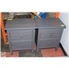Image 1 : SET OF 2 WOOD GREY-WASH SIDE TABLES