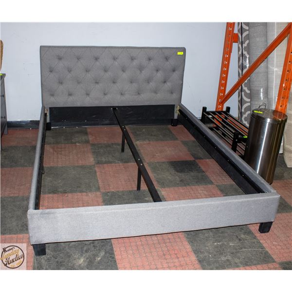 QUEEN SIZE SILVER-GREY FABRIC BEDFRAME