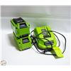 Image 1 : GREENWORKS 40 VOLT CHARGER WITH TWO BATTERIES