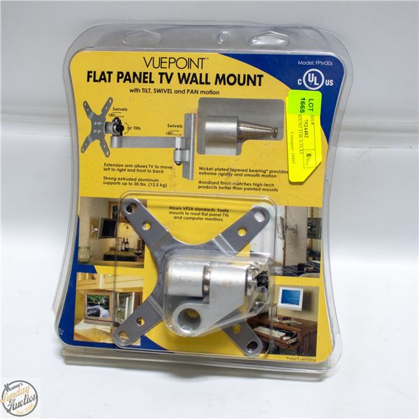 TV WALL MOUNT FOR A FLAT PANEL TV