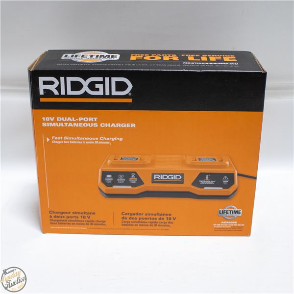 NEW RIDGID 18V DUAL-PORT FAST CHARGING STATION