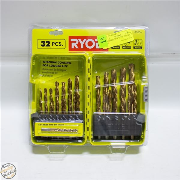 NEW RYOBI 32 PC TITANIUM DRILL BITS