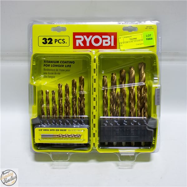 NEW RYOBI 32 PC TITANIUM DRILL BITS