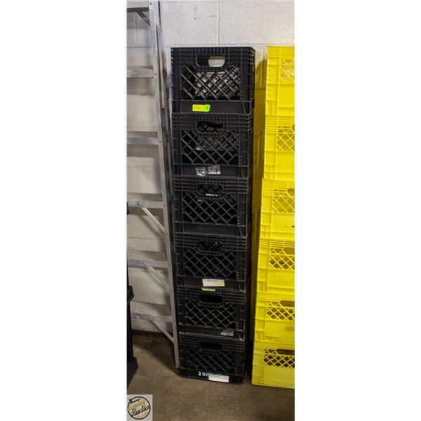 LOT OF 6 BLACK HDX HD PLASTIC MILK CRATES