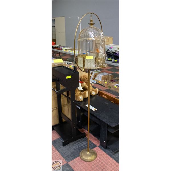 BRASS BIRD DOME CAGE STAND H-67"