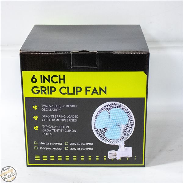 6” GRIP CLIP FAN – TWO SPEEDS.