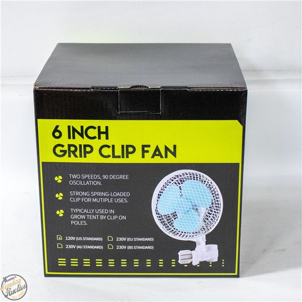6” GRIP CLIP FAN – TWO SPEEDS.