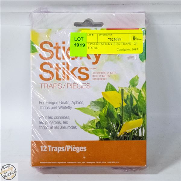 2 PACKS STICKY BUG TRAPS – 24 TOTAL