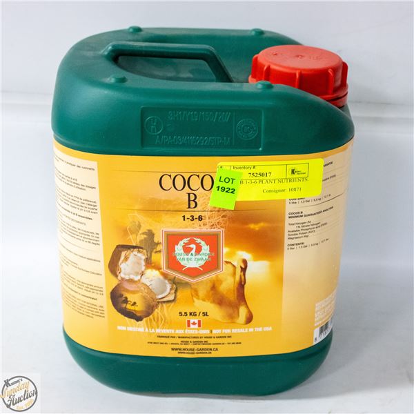 5L COCOS B 1-3-6 PLANT NUTRIENTS. HOUSE &