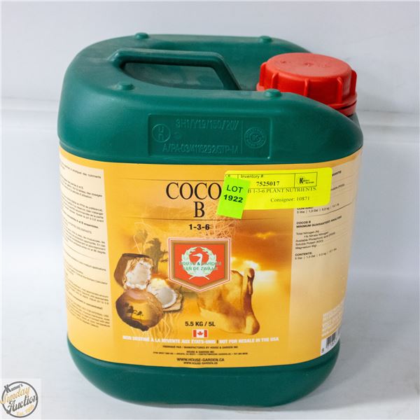 5L COCOS A 3-0-3 PLANT NUTRIENTS. HOUSE &