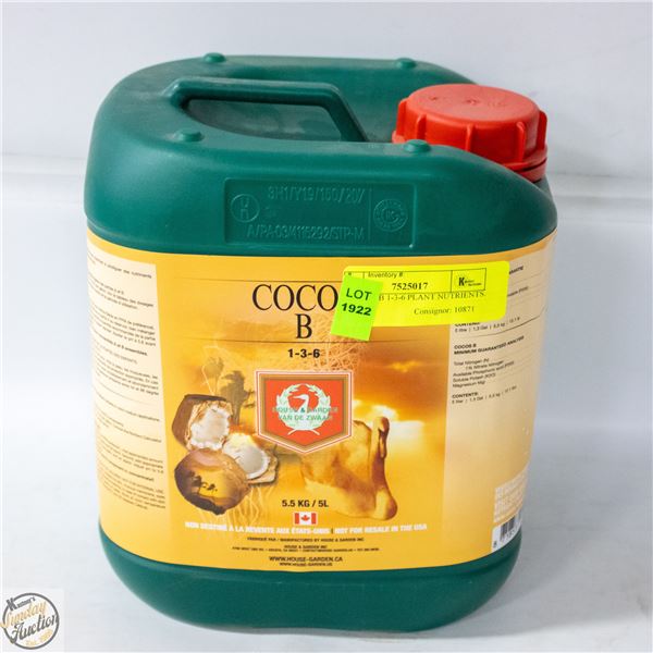 5L COCOS B 1-3-6 PLANT NUTRIENTS. HOUSE &