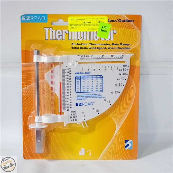 THERMOMETER, RAIN GAUGE, WIND SPEED,