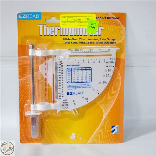 THERMOMETER, RAIN GAUGE, WIND SPEED,